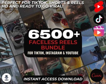 6500+ Faceless Reels Bundle | DFY Done For You Viral Clips | TikTok Instagram Reels Facebook Youtube Shorts | Ready To Post Videos