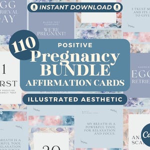 LOT de 110 cartes d'affirmation de grossesse | Affirmations positives de naissance | Cartes d'étape pour la fécondité par FIV | Cartes graphiques modifiables en toile |