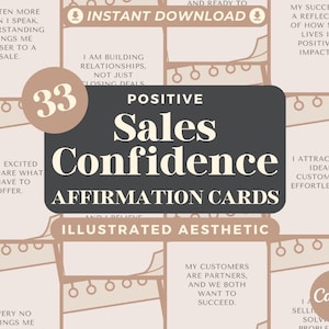 33 Verkaufs-Vertrauen Affirmations Karten | Positive Affirmationen für den Verkauf | Bearbeitbare Canva-Grafikkarten | Illustrierte Design Ästhetik