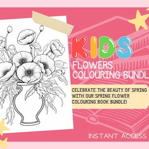 PACCHETTO DI LIBRI DA COLORARE CON FIORI PRIMAVERILI / 476 PAGINE GRAFICHE A TEMA PRIMAVERILE / 3 LIBRI D&#39;ARTE PER BAMBINI E ADULTI / SCHEMI DI DISEGNO E COLORAZIONE STAMPABILI /
