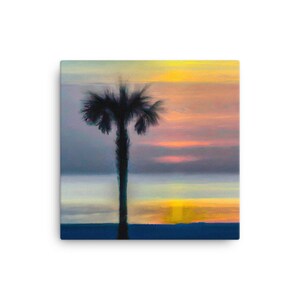 Beach Sunrise with Palm Tree (AI-Generated)