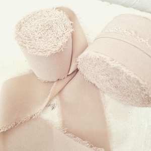 Cinta de gasa - Cinta de seda - Cinta de gasa de 5 metros - Cinta de gasa beige - Cinta deshilachada para boda - Cinta de gasa para bebé - Cinta para anuncio de nacimiento
