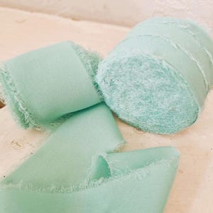 Cinta de gasa - Cinta de seda - Cinta de gasa de 5 metros - Cinta de gasa verde salvia - Cinta de boda - Cinta de gasa para bebé - Cinta para tarjeta de nacimiento