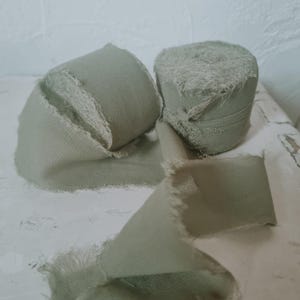 Nastro di chiffon, nastro di seta, lungo 5 metri, circa. Nastro di chiffon largo 4 cm, verde [Pantone 5615], nastro da matrimonio, nastro per neonati, baby shower, annuncio di nascita