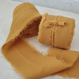 Chiffonband - Seidenschleife - 5 Meter Chiffonband - Hochzeit mit ausgefranstem Band - Chiffonband Baby - Band-Geburtsanzeige - Ockergelb