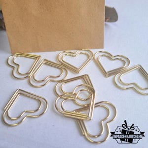 100 peças, 2,5 x 3 cm, clipes de papel dourados, clipes de papel em forma de coração, clipes de metal, clipes de fichário, suprimentos para casamento, suprimentos para cartões de bebê