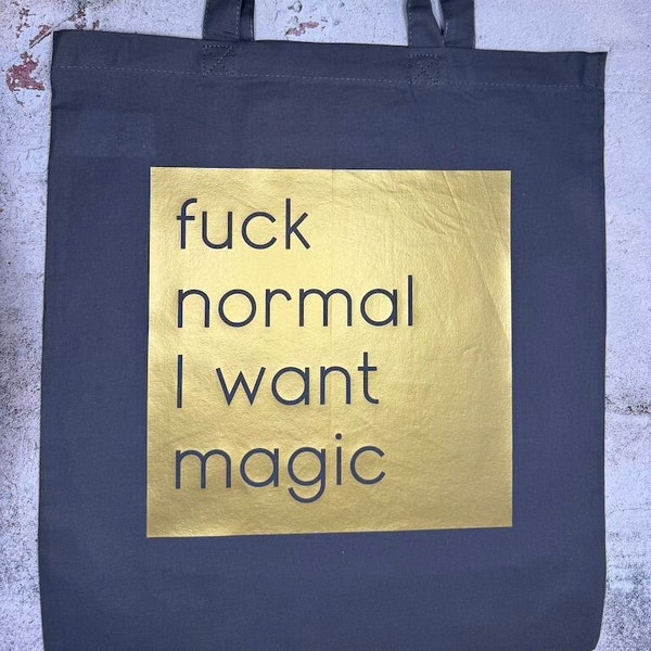 Baumwolltasche / FUCK NORMAL / Öko-Stoffbeutel / Totebag mit lustigem Spruch / Leinentasche zum Einkaufen / Geschenk für FreundIn