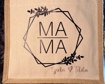 Jute bag fabric bag tote bag MAMA - customizable Ideal as a gift