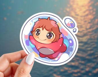Goldfish Princess Sticker | Ghibli Inspired Sticker | Anime Sticker | Glossy Vinyl Sticker | 3.25" x 3" Sticker
