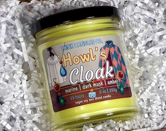 Howl's Cloak Candle | Moving Castle Inspired Anime Candle | Hand Poured Vegan Wax Blend Candle | 9 oz, 4 oz Candle