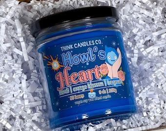 Howl's Heart Candle | Moving Castle Inspired Anime Candle | Hand Poured Vegan Wax Blend Candle | 9 oz, 4 oz Candle