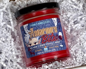Astarion's Bite Candle | BG3 Gaming Inspired Candle | Hand Poured Vegan Wax Blend Candle | 9 oz, 4 oz Candle