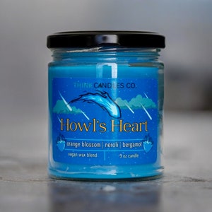 Howl&#39;s Heart Candle | Moving Castle Inspired Anime Candle | Hand Poured Vegan Wax Blend Candle | 9 oz, 4 oz Candle