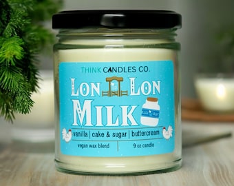 Lon Lon Milk Candle | TLOZ Inspired Gaming Candle | Hand Poured Vegan Wax Blend Candle | 9 oz, 4 oz Candle