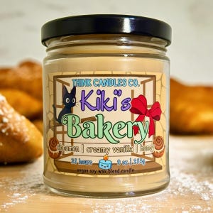 Kiki&#39;s Bakery Candle | Delivery Service Inspired Anime Candle | Hand Poured Vegan Wax Blend Candle | 9 oz, 4 oz Candle