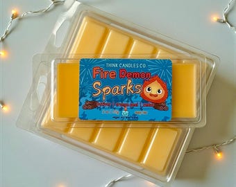 Fire Demon Sparks Snap Bar | Moving Castle Inspired | Hand Poured Vegan Wax Blend Snap Bar | Strong Scented Snap Bar | 2 oz Snap Bar