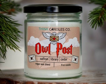 Owl Post Candle | Potter Inspired Candle | Hand Poured Vegan Wax Blend Candle | 9 oz, 4 oz Candle