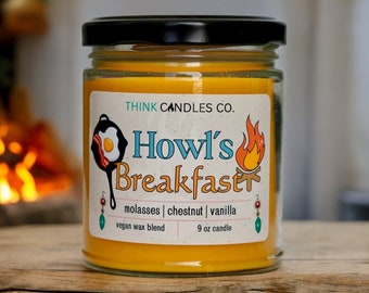 Howl's Breakfast Candle | Moving Castle Inspired Anime Candle | Hand Poured Vegan Wax Blend Candle | 9 oz, 4 oz Candle