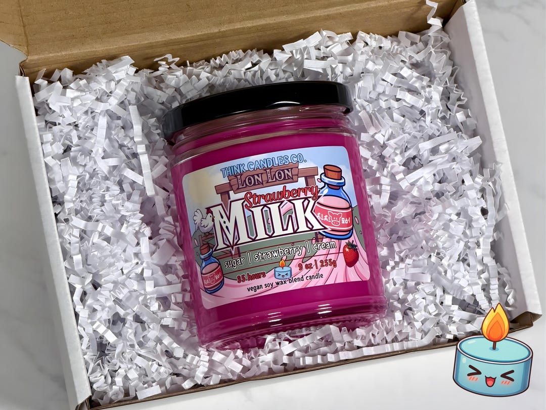 Lon Lon Strawberry Milk Candle | TLOZ Inspired Gaming Candle | Hand Poured Vegan Wax Blend Candle | 9 Oz, 4 Oz Candle - Etsy