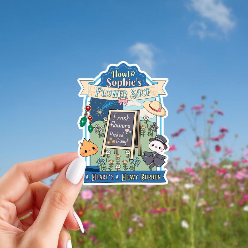Pacote de Adesivos de Anime | Adesivos Inspirados no Studio Ghibli | Adesivos de Anime | Adesivos de Vinil Brilhante | Escolha Seus Adesivos Howl & Sophie Garden