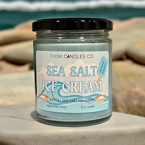 Sea Salt Ice Cream Candle | Kingdom Hearts Inspired Candle | Hand Poured Vegan Wax Blend Candle | 9 oz, 4 oz Candle