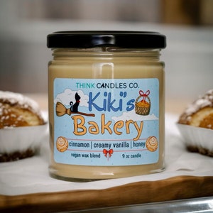 Kiki&#39;s Bakery Candle | Delivery Service Inspired Anime Candle | Hand Poured Vegan Wax Blend Candle | 9 oz, 4 oz Candle