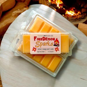 Fire Demon Sparks Snap Bar | Moving Castle Inspired | Hand Poured Vegan Wax Blend Snap Bar | Strong Scented Snap Bar | 2 oz Snap Bar
