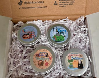 Japanese Anime Films 2 oz Sample Pack Bundle | Howl's Breakfast, Kiki's Bakery, Rainy Days & Spiritual Bathhouse 2 oz Sample Tin Bundle