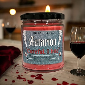 Astarion &quot;Careful, I Bite&quot; Candle | BG3 Gaming Inspired Candle | Hand Poured Vegan Wax Blend Candle | 9 oz, 4 oz Candle