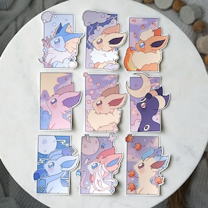 Naklejki Eeveelution | Naklejki inspirowane Pocket Monster | Błyszczące naklejki winylowe | Wybierz swoje naklejki