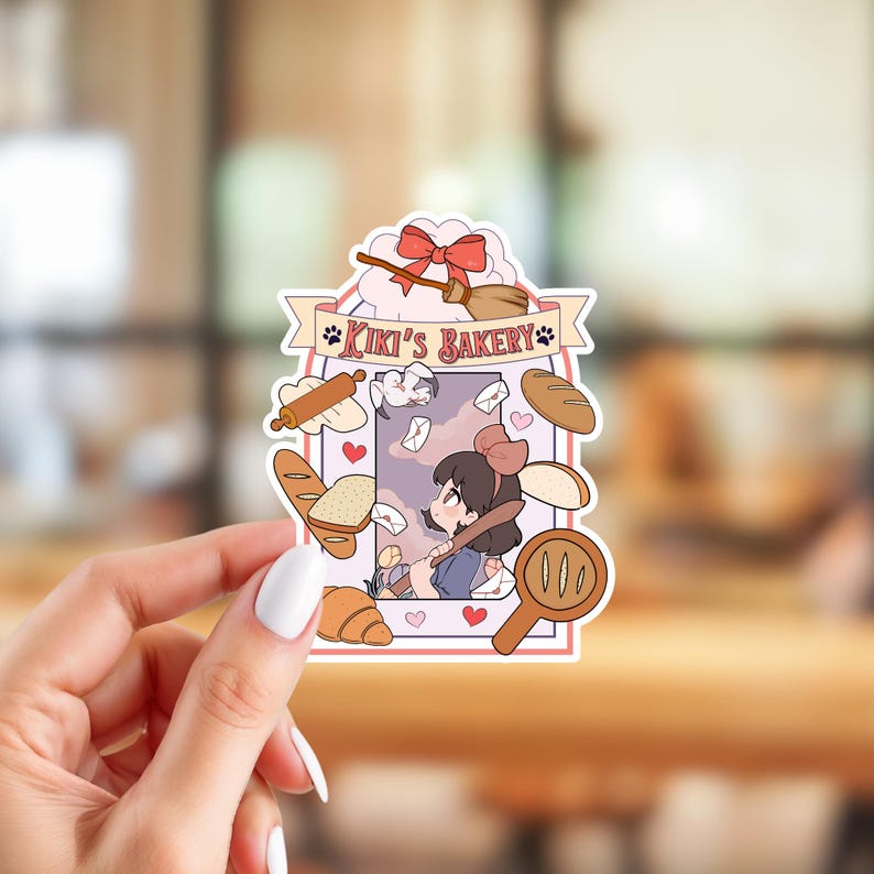 Pacote de Adesivos de Anime | Adesivos Inspirados no Studio Ghibli | Adesivos de Anime | Adesivos de Vinil Brilhante | Escolha Seus Adesivos Kiki's Bakery