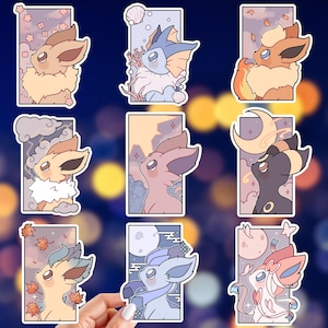 Eeveelution Stickers | Pocket Monster Inspired Stickers | Glossy Vinyl Stickers | Choose Your Stickers All 9 Stickers