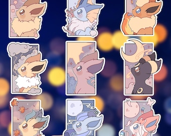 Adesivos das Eeveelutions | Adesivos inspirados em Pokémon | Adesivos de vinil brilhante | Escolha seus adesivos
