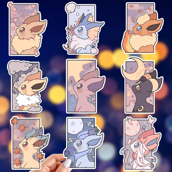 Eeveelution Stickers | Pocket Monster Inspired Stickers | Glossy Vinyl Stickers | Choose Your Stickers