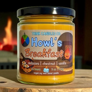 Howl&#39;s Breakfast Candle | Moving Castle Inspired Anime Candle | Hand Poured Vegan Wax Blend Candle | 9 oz, 4 oz Candle