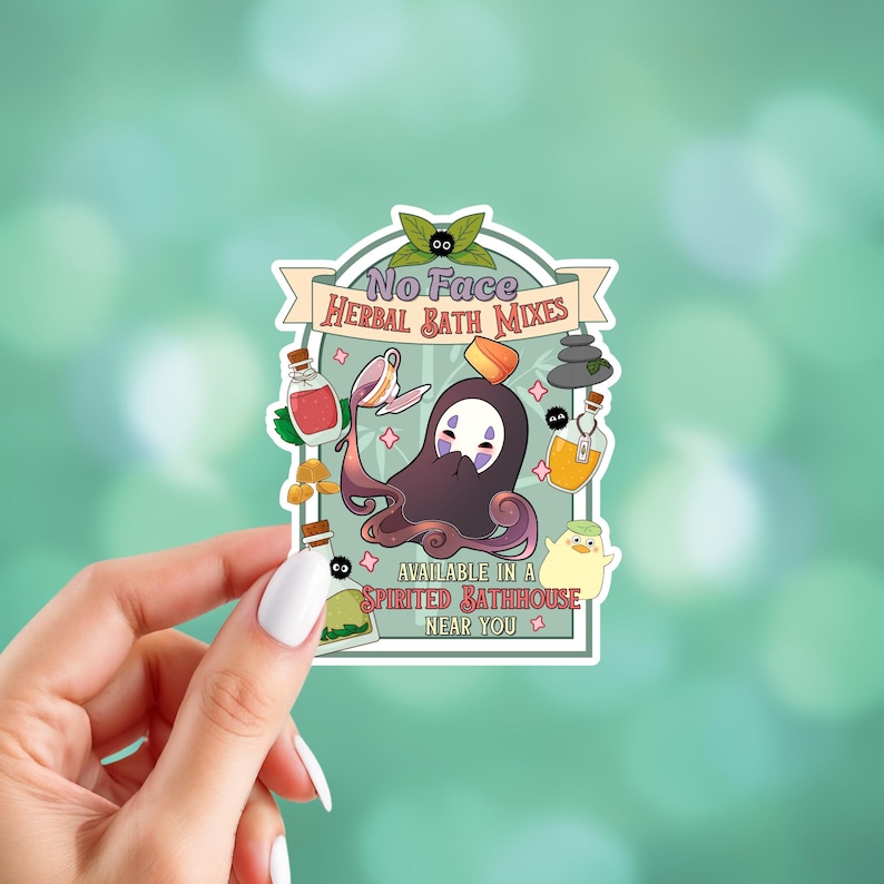Pacote de Adesivos de Anime | Adesivos Inspirados no Studio Ghibli | Adesivos de Anime | Adesivos de Vinil Brilhante | Escolha Seus Adesivos No Face Herbal Bath