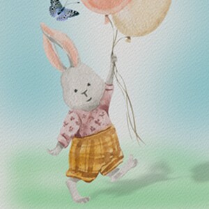 Having fun girl bunny original digital wall art for childs nursery/room plus Freebie Block mount, print to canvas/paper Baby Shower GiftIdea image 6