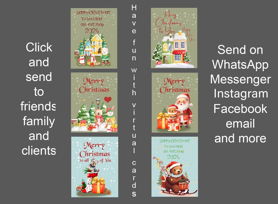 Virtual Christmas Cards Mixed2 to Send to Friends Family Etsy
