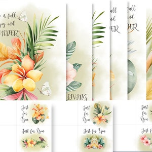 Tropical Greeting Gift Cards and Gift tags to personalise for friends, Mom, Dad, Family, Clients Original digital download art