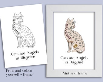 Cats Are original printable digital wall art download Decor for Bedroom Living/ Dining Room. Block mount, print to canvas or paper & frame