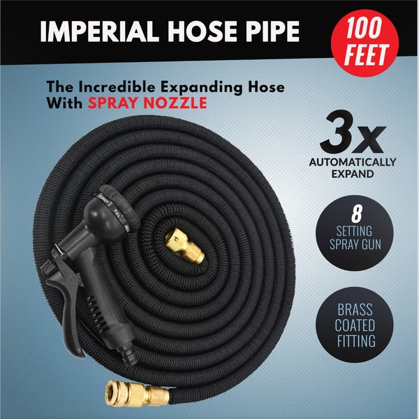 Expandable Water Hose Pipe Lightweight Durable & Flexible Magic Hose Ideal for Home Garden, Playground, Car with Water 8 Spray Nozzle