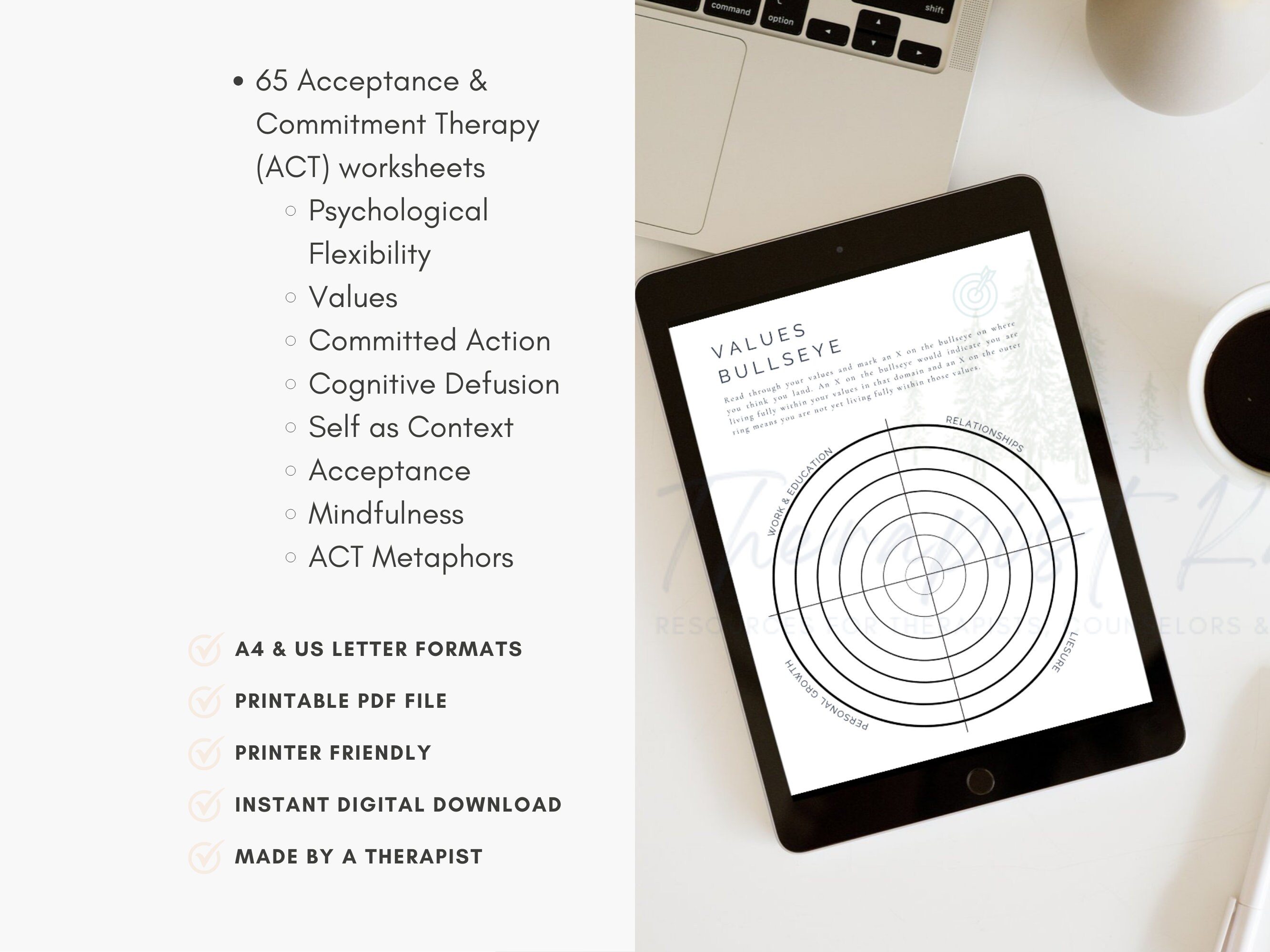 Commitment Worksheet.pdf ACT Worksheets Bundle: Acceptance and Commitment Therapy (PDF Download ...
