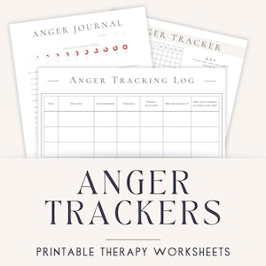 Anger Mood Trackers | Anger Management Therapy Worksheets | Printable Therapy Worksheets | CBT for Anger | DBT for Anger | Anger Tracking
