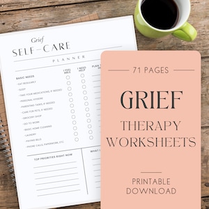 Grief Therapy Worksheet Bundle, Grief Counseling, Therapist Resources, Death, Bereavement, Printable worksheets, digital download
