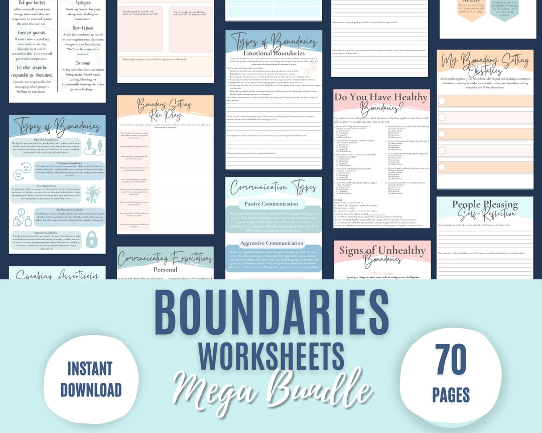 Boundaries Worksheet Mega Bundle: Therapy & Assertiveness Tools (PDF ...