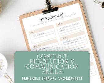 Conflict Resolution and Communication Skills Worksheets | Therapy Worksheets | Anger Management | Healthy Relationships | Anger Worksheets