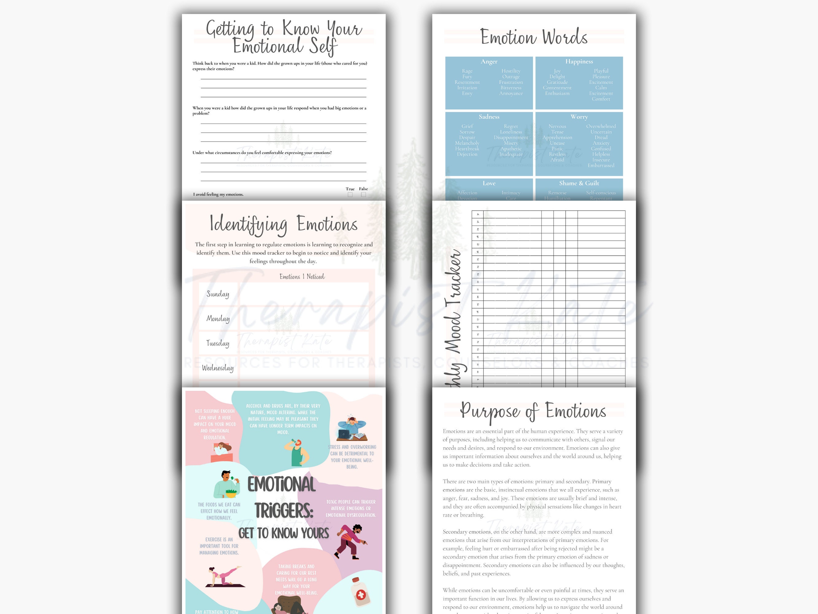 Emotional Awareness Therapy Worksheets: CBT, DBT (PDF Download) - Etsy