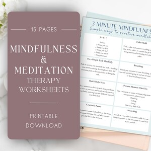 Mindfulness and Meditations, Breathwork, Guided Imagery Scripts, Therapy Worksheets, Stress Management, Self Care, CBT, DBT, Life Coach