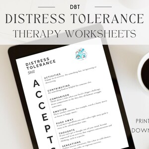 DBT Distress Tolerance Skills Handouts, Dialectical Behavioral Therapy Resources, DBT Skills, Therapy Aides, Therapy Worksheets