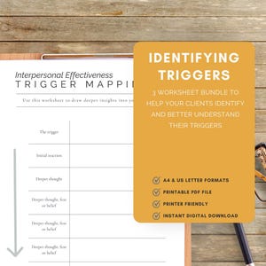 Identifying Triggers Therapy Worksheet Set Mental Health Worksheets
